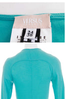 Y2K Versus Versace Baby Blue Virgin Wool Cashmere Knit and Sheer Mesh Dress