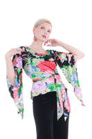 Vintage Silk Floral Angel Wing Blouse