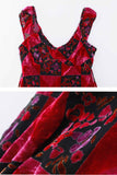 90s Pink Burnout Crushed Velvet Red Black Slip Dress Size S - 6