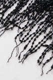Vtg Slinky Black Fringe Midi Skirt