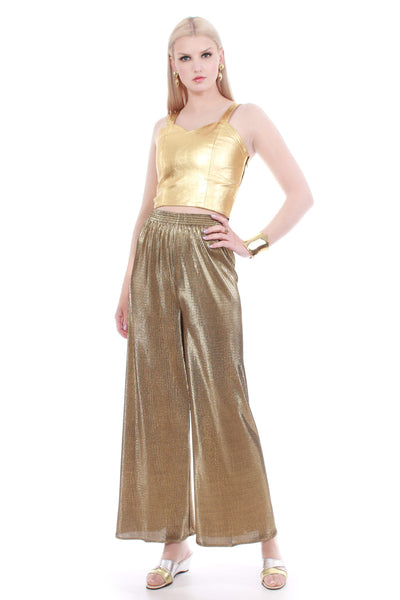 Allegra K Women's Sparkly Glitter Wide Leg Palazzo Party High Waist Pants  Gold Small : Target