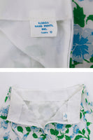 1960s Blue Floral Hand Printed Cotton Skirt Made in Florida