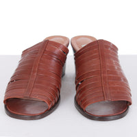 Vintage Strappy Leather Block Heel Mule Sandals Size US 6.5