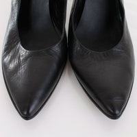 80s Nordstrom Avant Garde Structural High Heel Black Leather Shoes Sandals Pumps Made in Italy Size 37.5 eu / 6.5 US / 4.5 uk