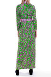 70s Green and Pink Paisley Long Sleeve Maxi Dress