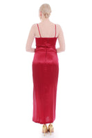 Vintage Shiny Red Satin Maxi Dress