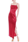 Vintage Shiny Red Satin Maxi Dress