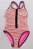 Vintage 90s NEON PINK Zippered One Piece Swimsuit See Listing Description for Link to Neon Green Option Women's Size XS / Small