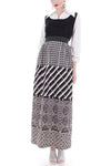 60s Mod Op Art Black and White Maxi Dress