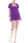 Vintage 60s Mod Micro Mini Purple Poly Knit Dress