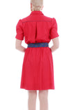 Vintage 50s Red Cotton Shirt Dress