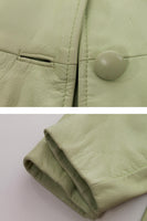 Vintage Mint Green Leather and Fur Mod Belted Jacket