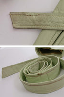 Vintage Mint Green Leather and Fur Mod Belted Jacket