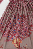 70s Sheer Peacock Bird Print Shirt Dress