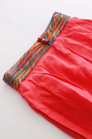 Pleated Orange Silk High Waist Pants Size Small