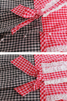 Unworn Vintage Gingham Checkered Red and Black Ruffled Belted Cotton Dress Size M/L