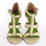 Vintage Green C Logo High Heel Coach Sandals Size 7.5 USA