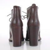 Vtg 90s Lace Up Brown Leather Chunky High Block Heel Boots by DIBA Made in Brazil Women's USA Size 6