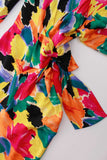 Vintage Colorful Silk Long Sleeve Midi Dress