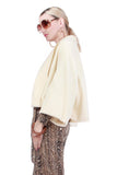 Vintage White Faux Cashmere Kimono Sleeve Cropped Jacket