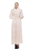 70s Vintage Ivory Lace Kimono Sleeve Boho Maxi Dress