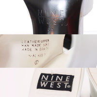 90s Nine West White Leather Block Heel Mules Size 8