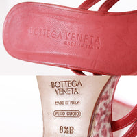 Vintage Bottega Veneta Calf Hair Red Leather Wedge Sandals Made in Italy Size 8.5
