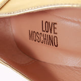 Gold Metallic Moschino High Heel Pumps with Metal Heart Buckle Made in Italy Size 10