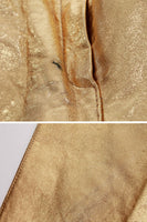 Vintage Gold Metallic Leather 2 Piece Crop Top and High Waist Shorts Set