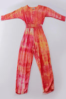 Vintage Tie Dye Batwing Rayon Jumpsuit Made in America