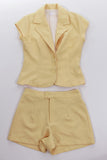 Vintage Fredericks of Hollywood 2pc Set Yellow High Waist Shorts and Top