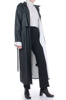 Vintage Vinyl Trench Coat Black and White Full Length Raincoat