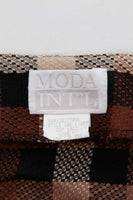 90s High Waist Woven Brown Plaid Mini Wrap Skirt Made in the USA
