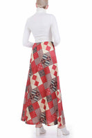 70s Vintage Earth Tone Patchwork Maxi Skirt