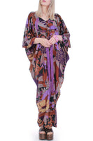 1970s Psychedelic Fringe Jay Morley for Fern Violette Avant Garde Caftan Maxi Dress
