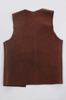 60s 70s Vintage Suede Vest with Gold Metal O-Rings
