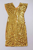 80s Vtg PALM Gold Metallic and Green Sequin Beaded Wiggle Dress Womens Size small / medium / 34-36" bust / 28-30 waist / 34-38"hips