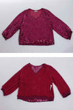 Vintage Pink Magenta Metallic Sequin Loose Knit Top Made in the USA Size Medium