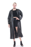 Vintage Black Vinyl Trench Coat - Shiny PVC Wippette Raincoat Size XL