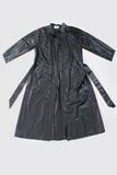 Vintage Black Vinyl Trench Coat - Shiny PVC Wippette Raincoat Size XL