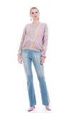 Vintage Pastel Snakeskin Angora Knit Sweater Made in Italy