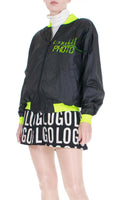 Vintage Lagerfeld Black and Neon Green Spellout Windbreaker Jacket