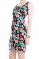 Vintage Nicole Miller Silk Vacation Novelty Print Tank Dress Made in the USA