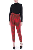 80s Red Plaid Stirrup Stretch Pants Size Small Petite