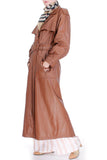 Vintage Caramel Leather Trench Coat Women's Size XL