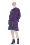 80s Modernist Patchwork Purple Wool Swing Cape Coat Women's Size XL