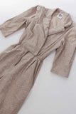 Vintage Cotton Puff Sleeve Jumpsuit in Speckled Beige Size XS Petite