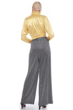 Vintage 70s Silver Lurex High Waist Wide Leg Palazzo Pants Size Medium 30" Waist