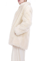 Vintage 1980s White Plush Faux Fur Coat Made in the USA Size Large 44" Bust