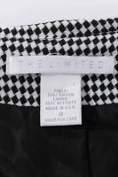 90s Vintage Black and White Plaid Glen Check Collared Knit Dress Made in the USA Size Medium